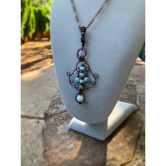 Artisan Larimar and Aquamarine Necklace - Picture 11 of 11